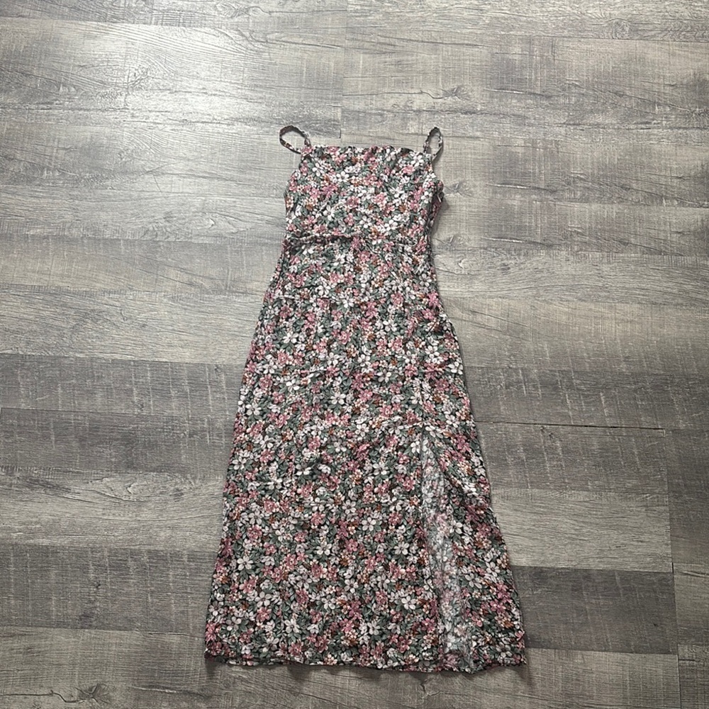 American Eagle Outfitters Floral Front Slit Midi Dress